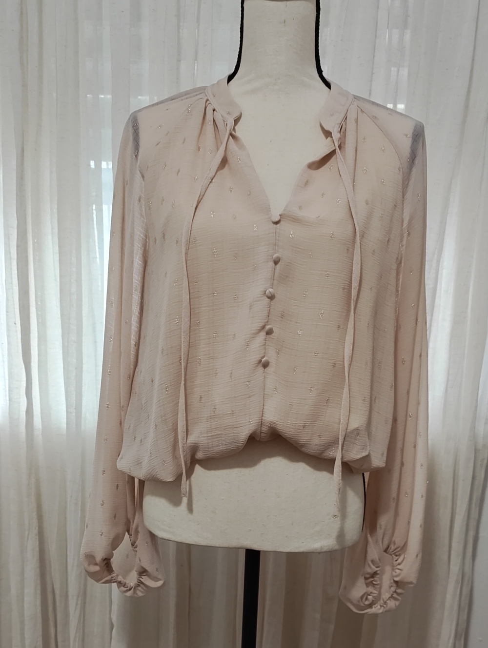 Blu PepPer Beige Gold Detail Blouse